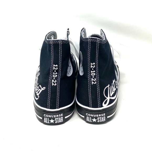 Converse Chuck Taylor High Wedding Canvas Black Men Sneakers Custom 171212C-BLK - Picture 3 of 9